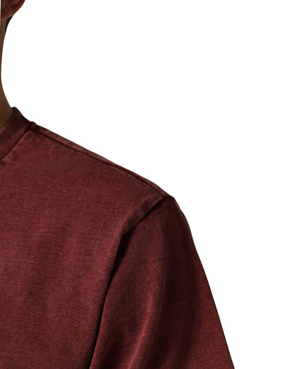 Dolce & Gabbana Maroon Print Round Neck Short Sleeve T-shirt