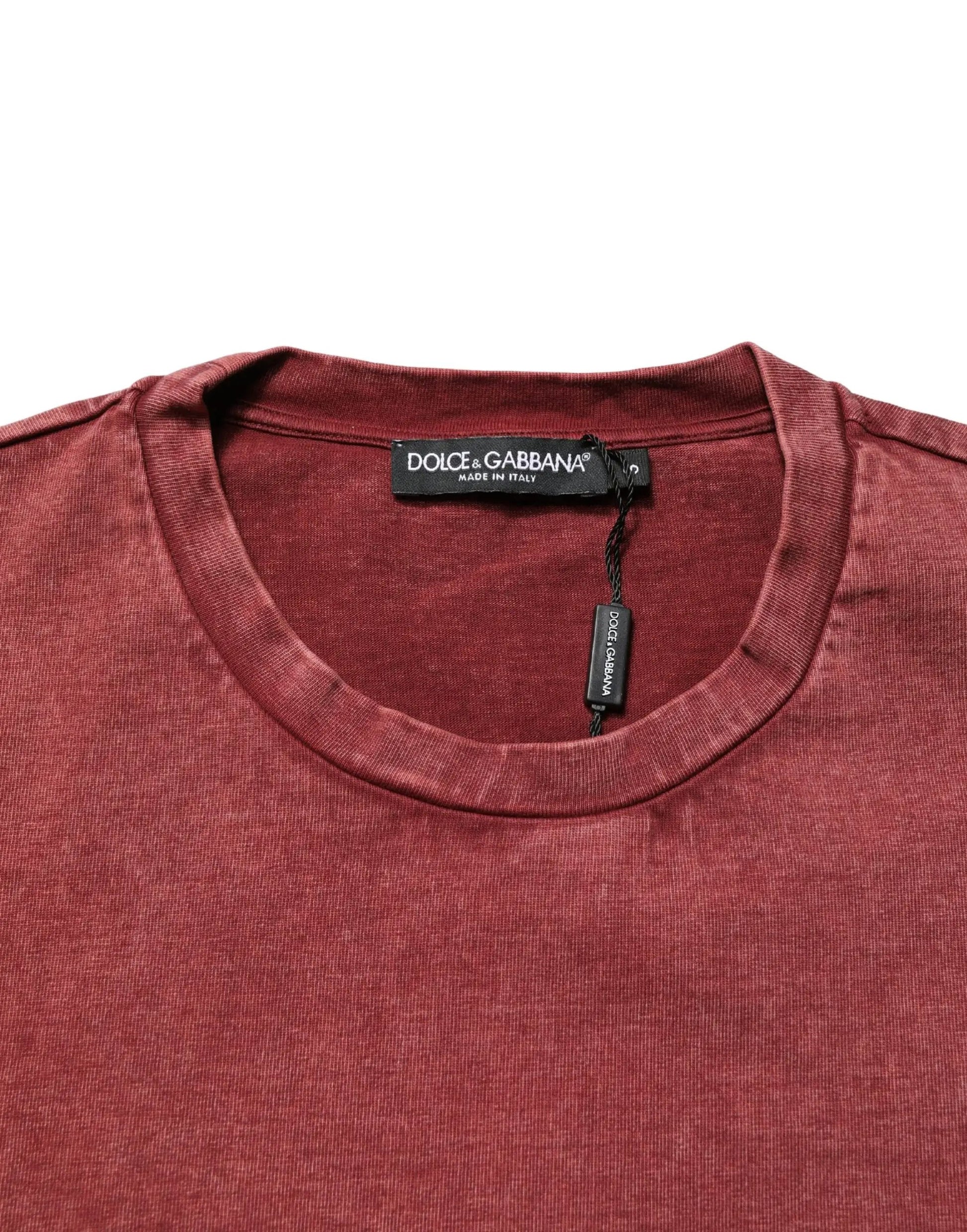 Dolce & Gabbana Maroon Print Round Neck Short Sleeve T-shirt by Dolce & Gabbana
