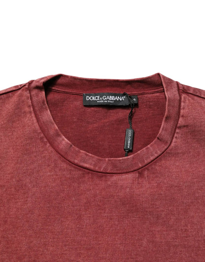 Dolce & Gabbana Maroon Print Round Neck Short Sleeve T-shirt by Dolce & Gabbana