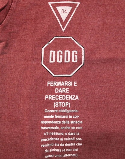 Dolce & Gabbana Maroon Print Round Neck Short Sleeve T-shirt by Dolce & Gabbana