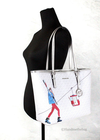 Michael Kors Jet Set Travel Girls Medium Signature Carryall Tote White MK by Michael Kors