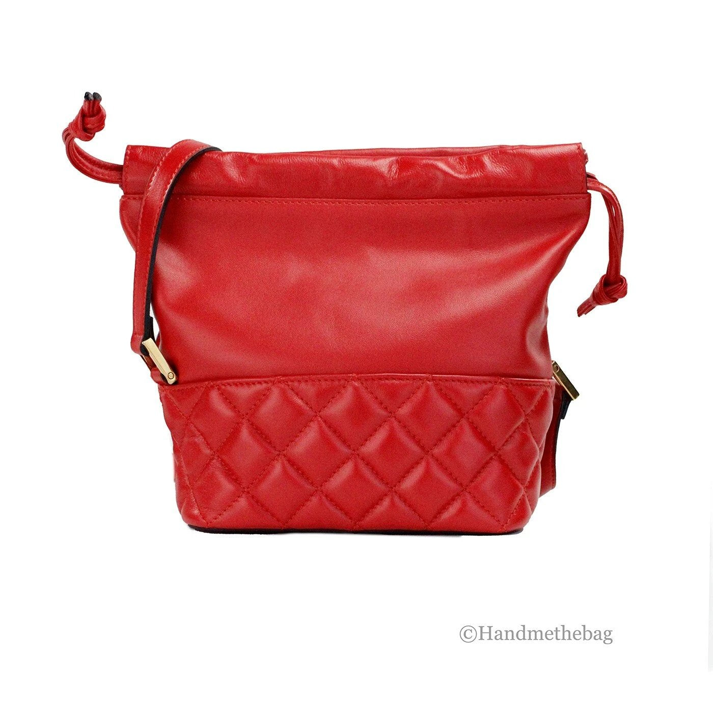 Versace Red Quilted Leather Drawstring Shoulder Bag Bucket Crossbody Handbag by Versace