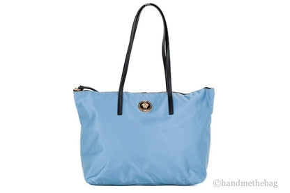 Versace Portuna Medusa Medium Cornflower Blue Nylon Leather Tote Bag Purse by Versace