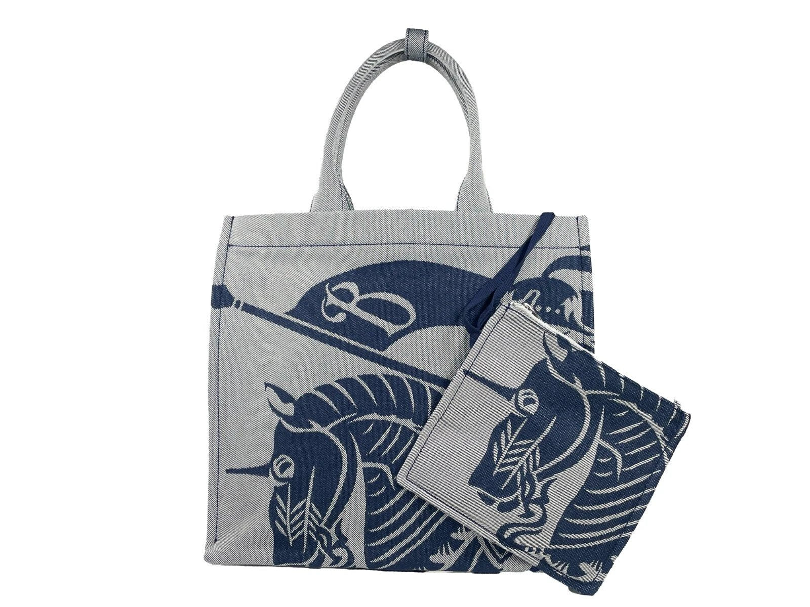 Burberry Navy EKD Canvas Tote Bag With Coin Pouch by Burberry