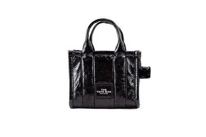 Marc Jacobs The Shiny Crinkle Micro Tote Black Leather Crossbody Bag Handbag by Marc Jacobs