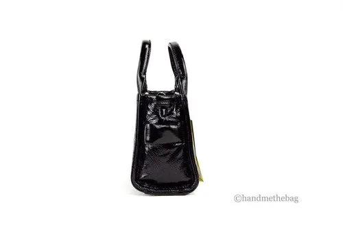 Marc Jacobs The Shiny Crinkle Micro Tote Black Leather Crossbody Bag Handbag by Marc Jacobs