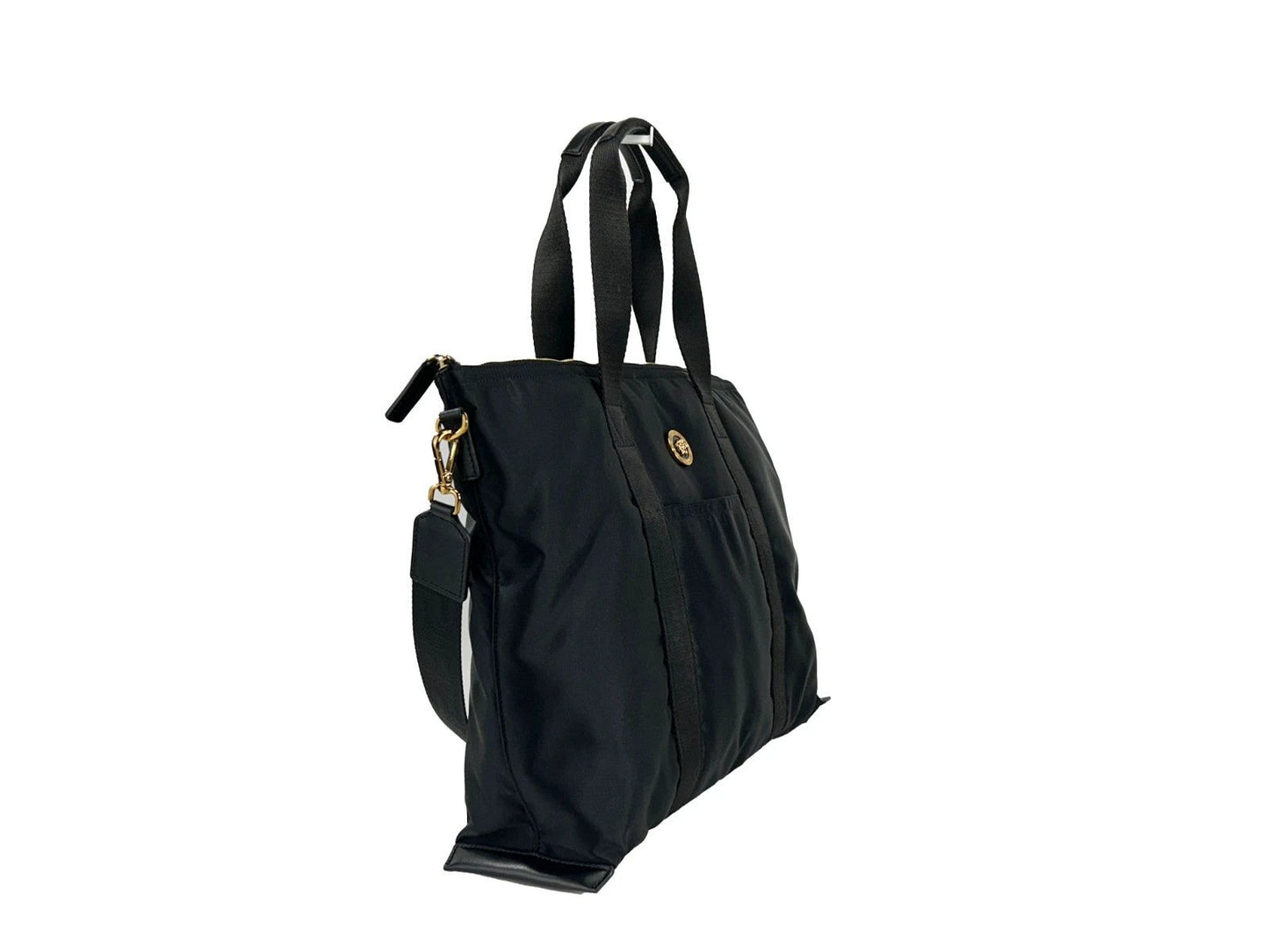 Versace Black Nylon Fabric La Medusa Shoulder Tote Bag by Versace