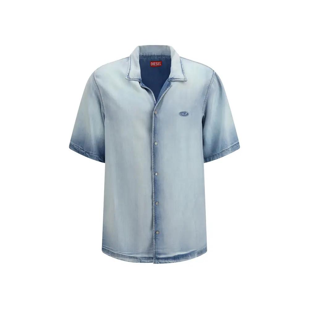 Diesel Blue Lyocell Shortsleeve Shirt by Diesel