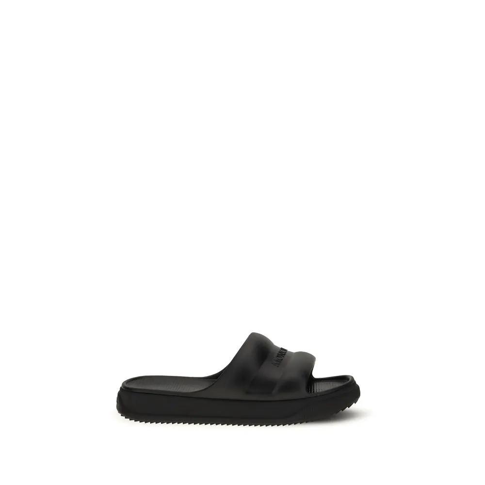Moncler Black Rubber Flat Sandals by Moncler
