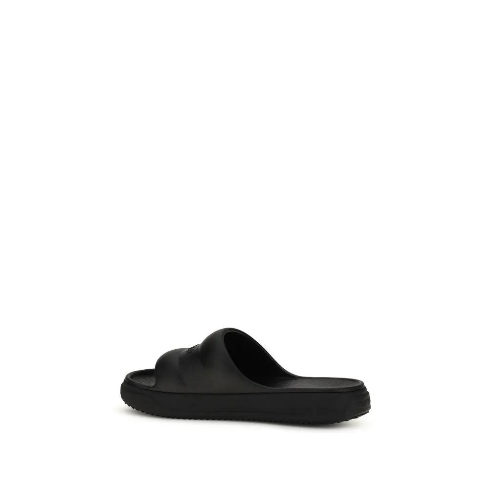 Moncler Black Rubber Flat Sandals by Moncler
