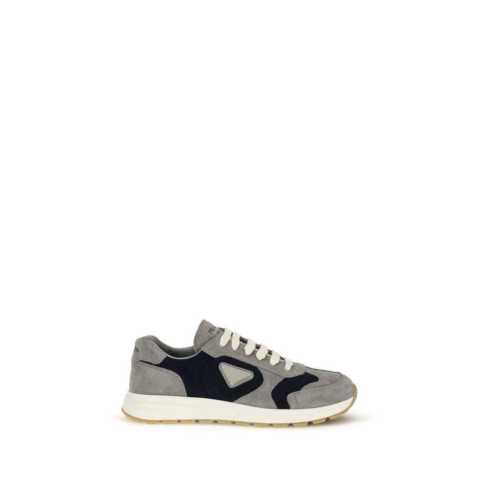Prada Blue Calf Leather Bos Taurus Athletic Sneakers by Prada