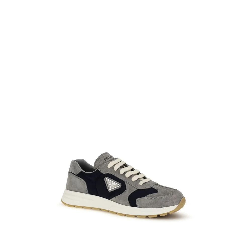 Prada Blue Calf Leather Bos Taurus Athletic Sneakers by Prada