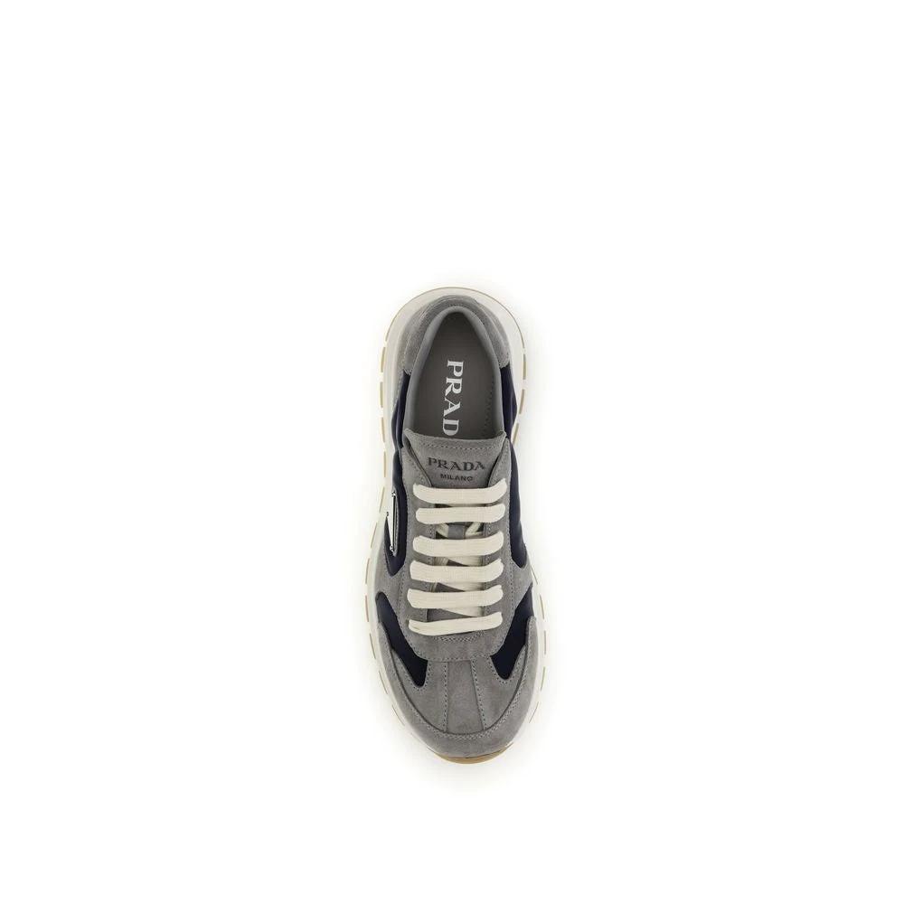 Prada Blue Calf Leather Bos Taurus Athletic Sneakers by Prada