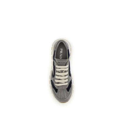 Prada Blue Calf Leather Bos Taurus Athletic Sneakers by Prada