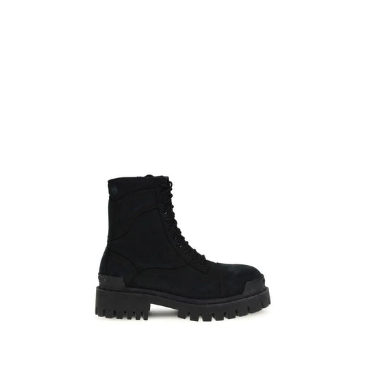 Balenciaga Black Calf Leather Bos Taurus Lace-Up Boots by Balenciaga