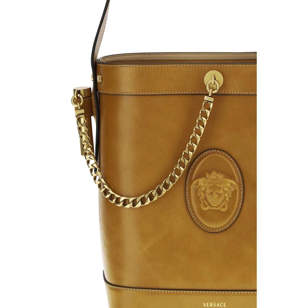 Versace Brown Calf Leather Bos Taurus Shoulder Bag by Versace