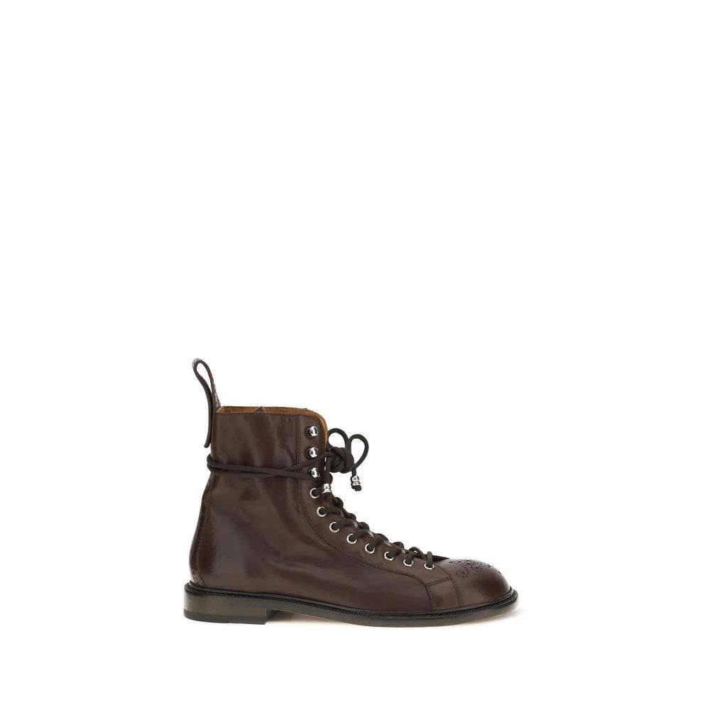 Versace Brown Calf Leather Bos Taurus Lace-Up Boots by Versace