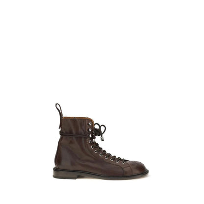 Versace Brown Calf Leather Bos Taurus Lace-Up Boots by Versace