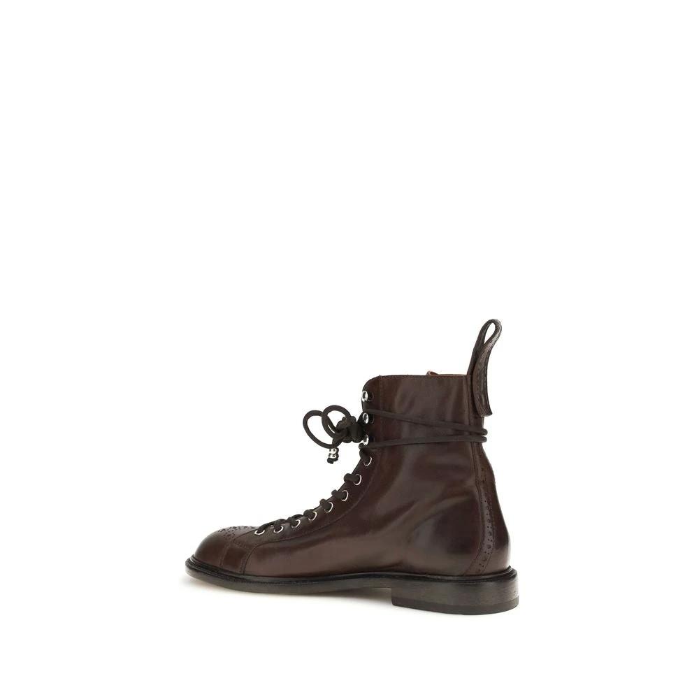 Versace Brown Calf Leather Bos Taurus Lace-Up Boots by Versace
