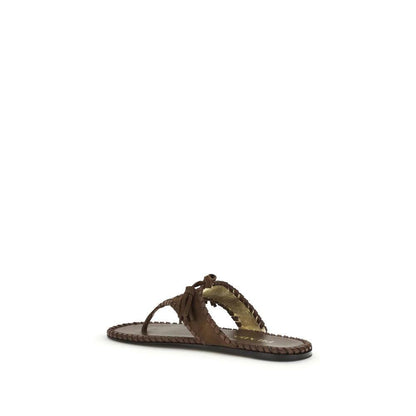 Prada Brown Calf Leather Bos Taurus Sandals by Prada
