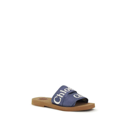 Chloé Blue Cotton Flat Sandals by Chloé