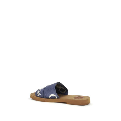 Chloé Blue Cotton Flat Sandals by Chloé