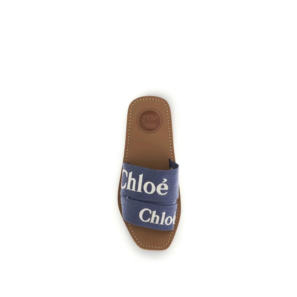 Chloé Blue Cotton Flat Sandals by Chloé