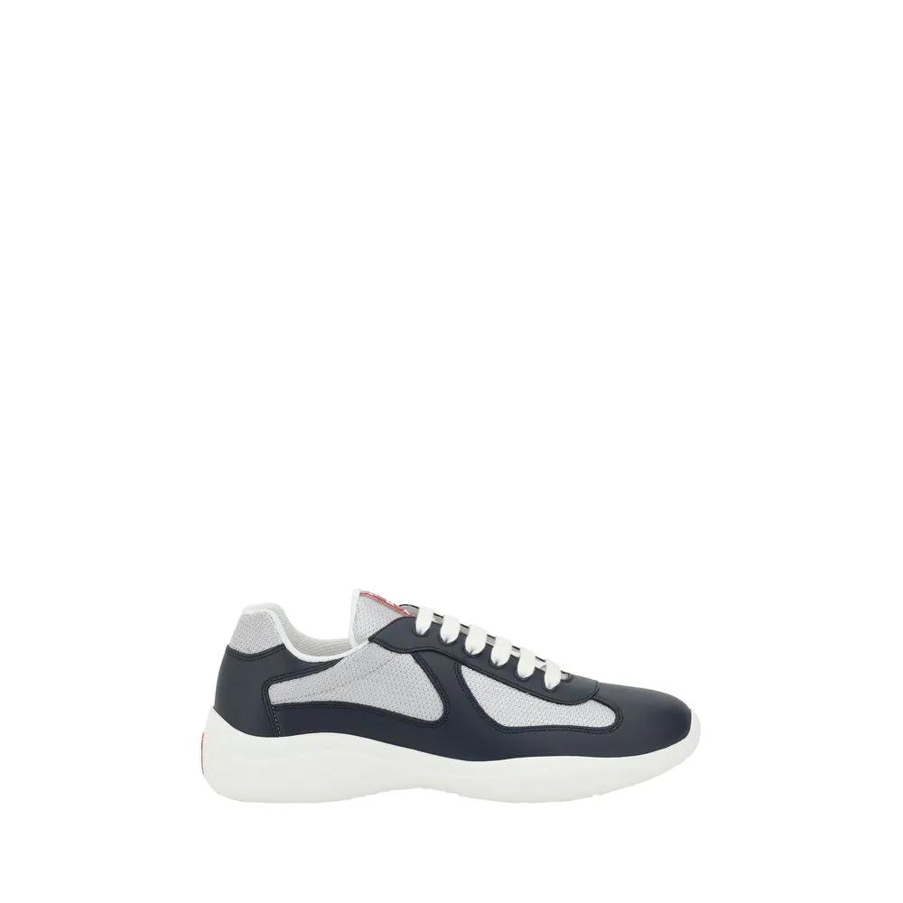 Prada Blue Calf Leather Bos Taurus Athletic Sneakers by Prada