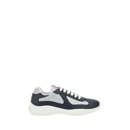 Prada Blue Calf Leather Bos Taurus Athletic Sneakers by Prada