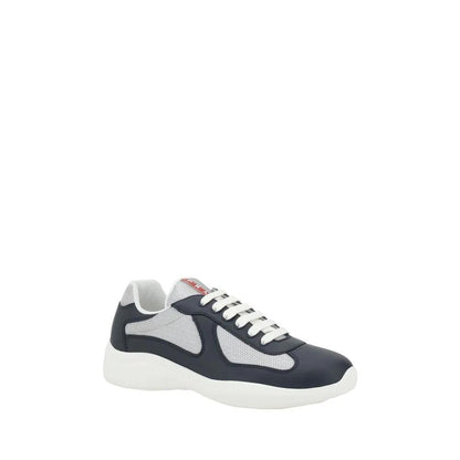 Prada Blue Calf Leather Bos Taurus Athletic Sneakers by Prada