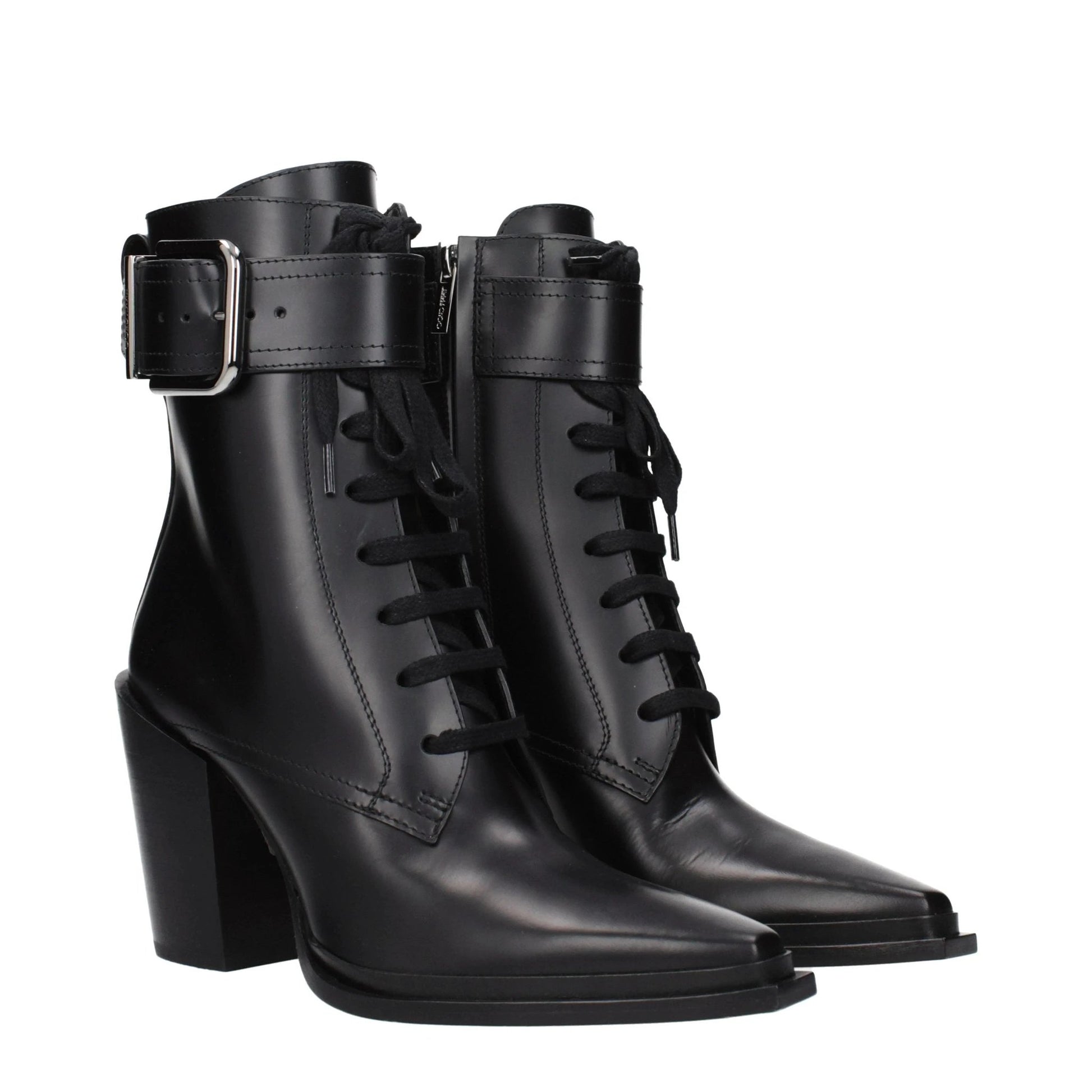 Jimmy Choo Black Leather Ankle Boots by Jimmy Choo