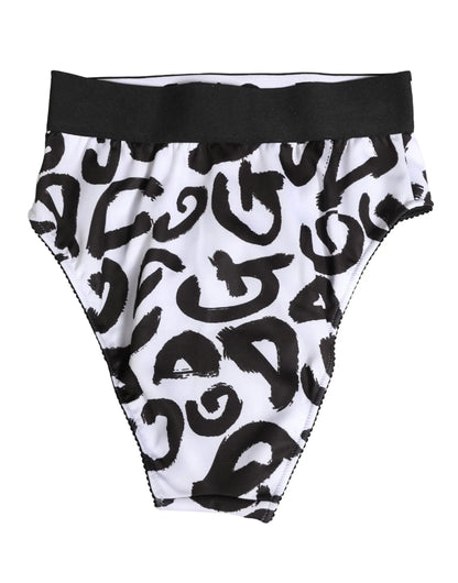 Dolce & Gabbana Black White Graphic Logo High Brief Underwear by Dolce & Gabbana