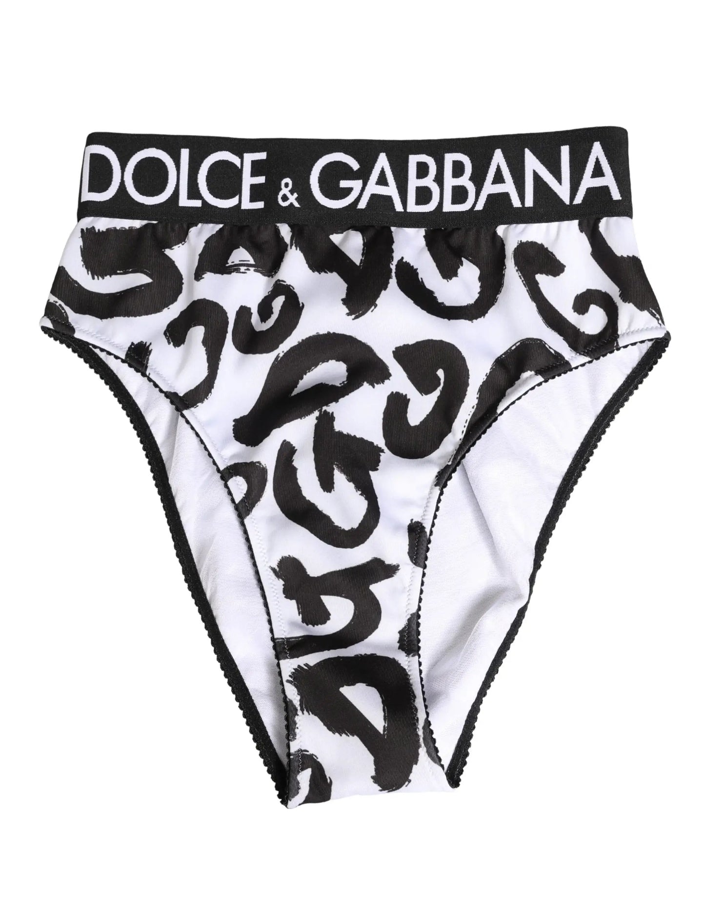 Dolce & Gabbana Black White Graphic Logo High Brief Underwear by Dolce & Gabbana