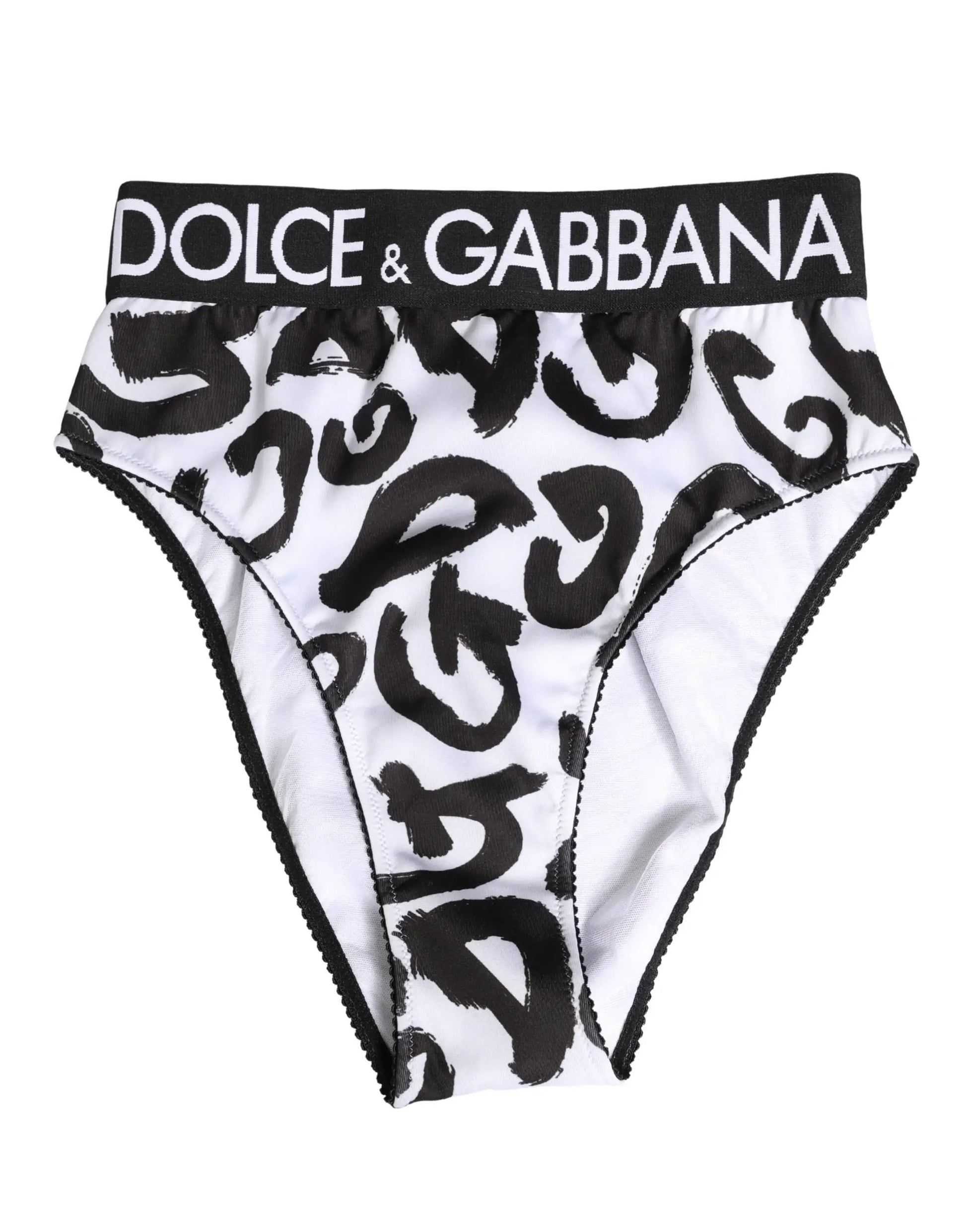 Dolce & Gabbana Black White Graphic Logo High Brief Underwear by Dolce & Gabbana