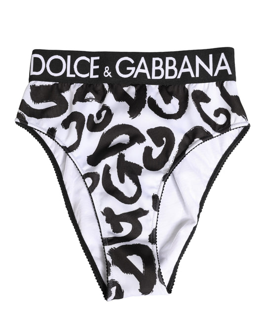 Culotte taille haute Dolce & Gabbana à logo graphique noir et blanc – BIK2001