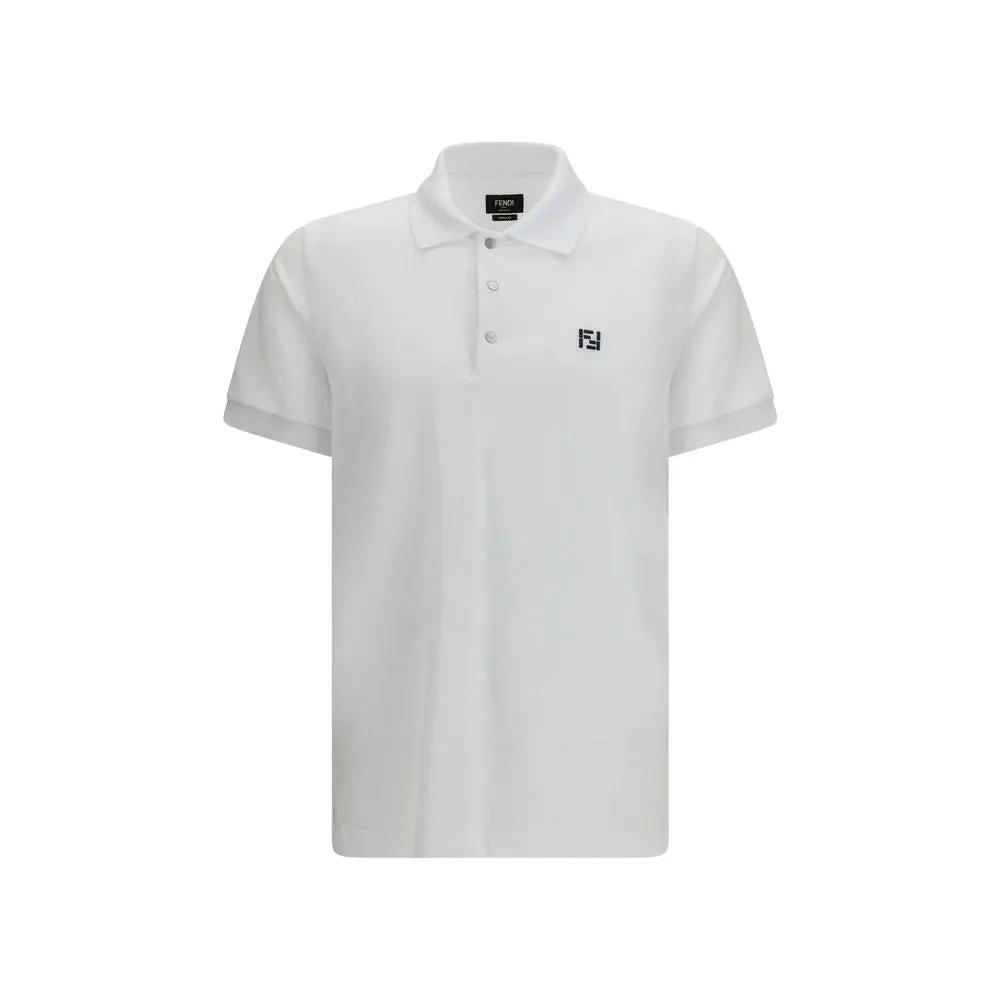 Fendi White Cotton Polo Shirt by Fendi