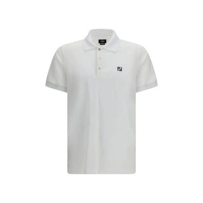 Fendi White Cotton Polo Shirt by Fendi