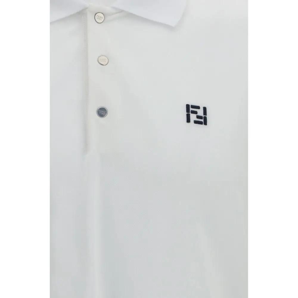 Fendi White Cotton Polo Shirt by Fendi