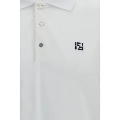 Fendi White Cotton Polo Shirt by Fendi
