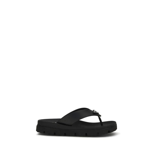 Prada Brown Calf Leather Bos Taurus Flat Sandals by Prada