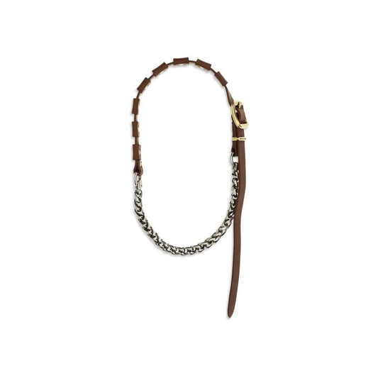 Miu Miu Brown Calf Leather Bos Taurus Necklace by Miu Miu