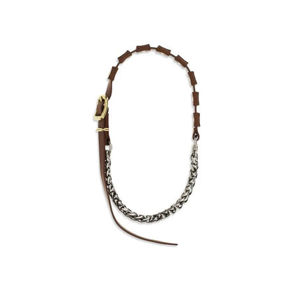 Miu Miu Brown Calf Leather Bos Taurus Necklace by Miu Miu