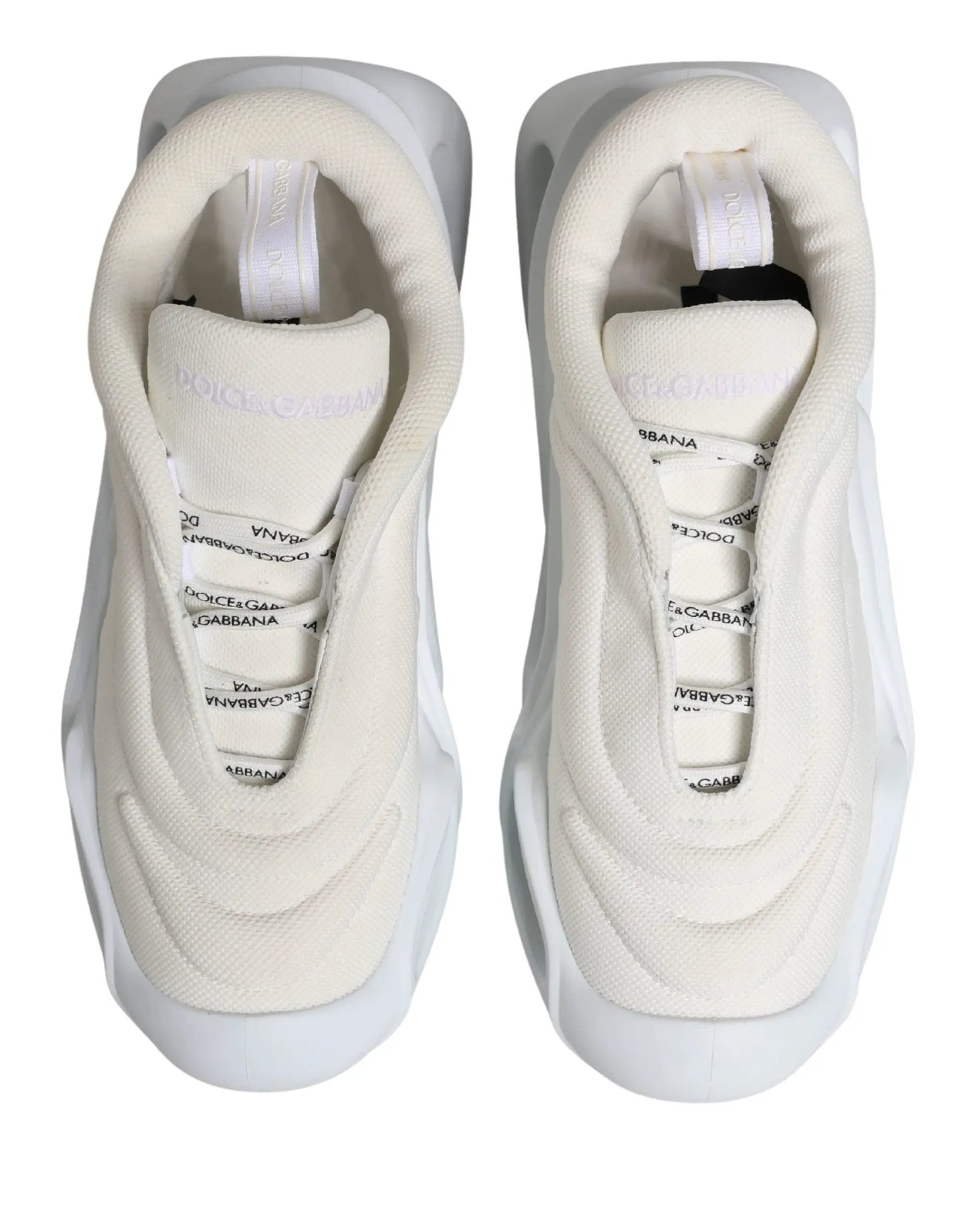 Dolce & Gabbana White Slip On Wave Low Top Sneakers Shoes by Dolce & Gabbana