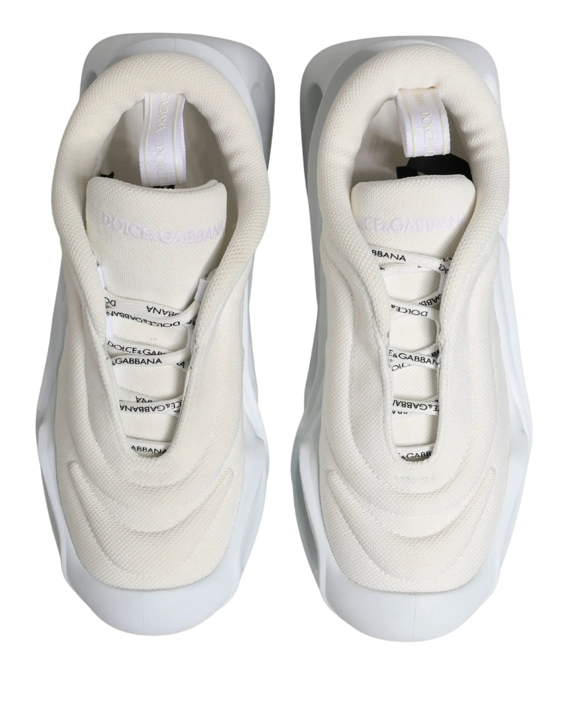 Dolce & Gabbana White Slip On Wave Low Top Sneakers Shoes by Dolce & Gabbana