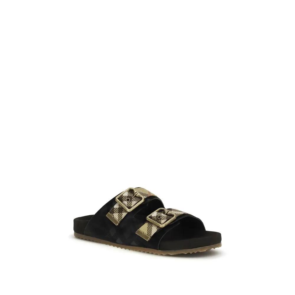 Burberry Black Calf Leather Bos Taurus Strap-On Sandals by Burberry