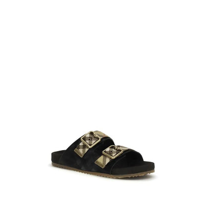 Burberry Black Calf Leather Bos Taurus Strap-On Sandals by Burberry