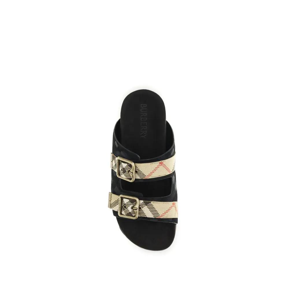 Burberry Black Calf Leather Bos Taurus Strap-On Sandals by Burberry