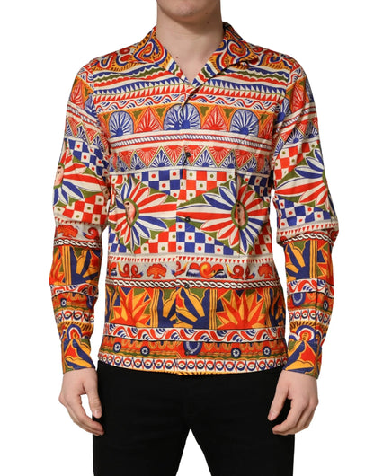 Dolce & Gabbana Multicolor Sicilian Carretto Twill Cotton Men Shirt by Dolce & Gabbana