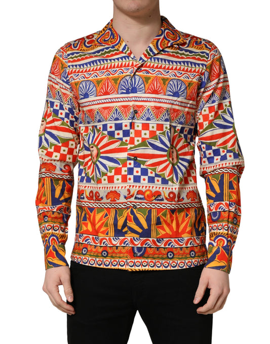 Chemise Dolce & Gabbana homme imprimé Carretto sicilien en twill de coton multicolore – TSH92074