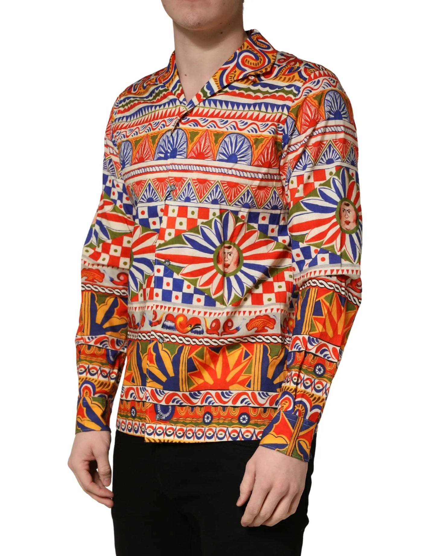 Dolce & Gabbana Multicolor Sicilian Carretto Twill Cotton Men Shirt by Dolce & Gabbana